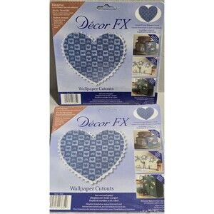 Vintage Cottagecore Blue Heart Wallpaper Cut Outs 2 New Decor FX Packages Canada